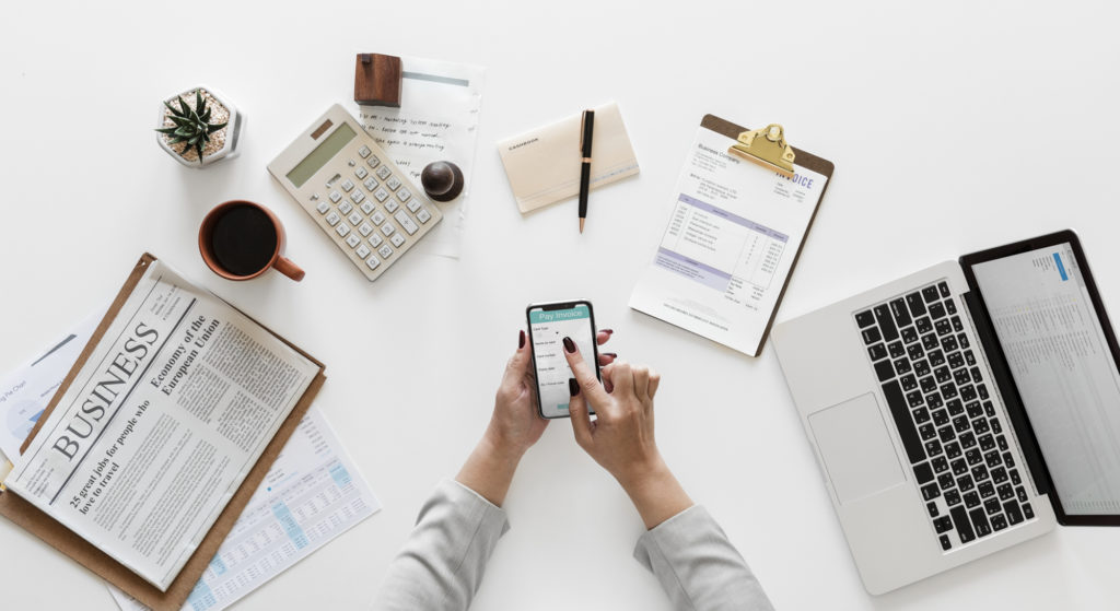 Flat lay of business concept